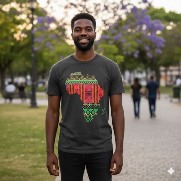 Mighty Fine Afrocentric Africa Map Print T-Shirt Size L - Picture 10 of 10